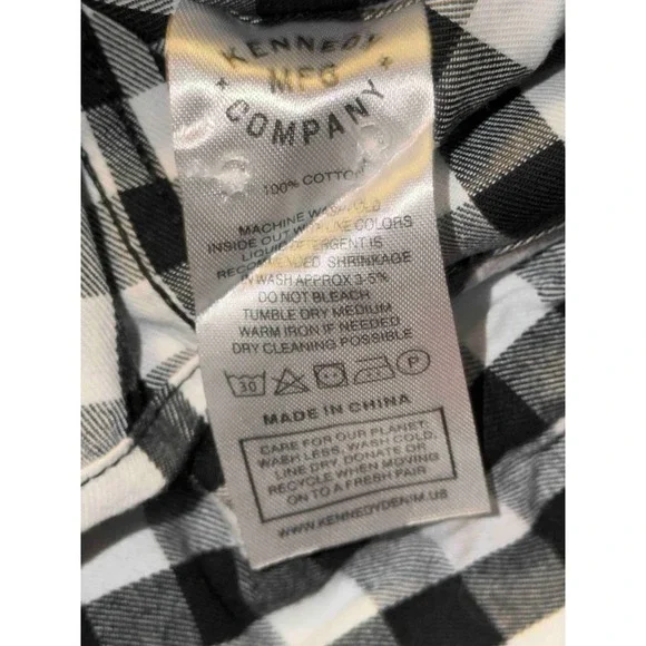 Kennedy Mfg Co Black White Gingham Check Plaid Long Sleeve Button Up Shirt Men L - Picture 7 of 8